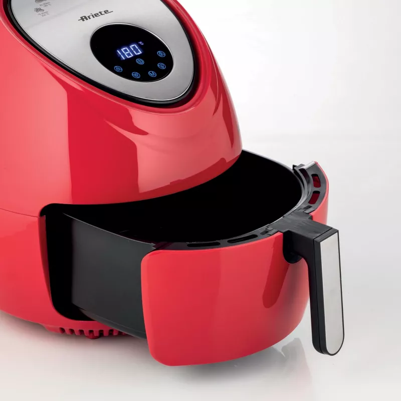 Ariete 4618 Airy Fryer XXL - karšto oro gruzdintuvė - kepkite 2,5 kg prancūziškų bulvyčių - 7 litrai - kepimas be aliejaus ir riebalų - 1800 W - raudona