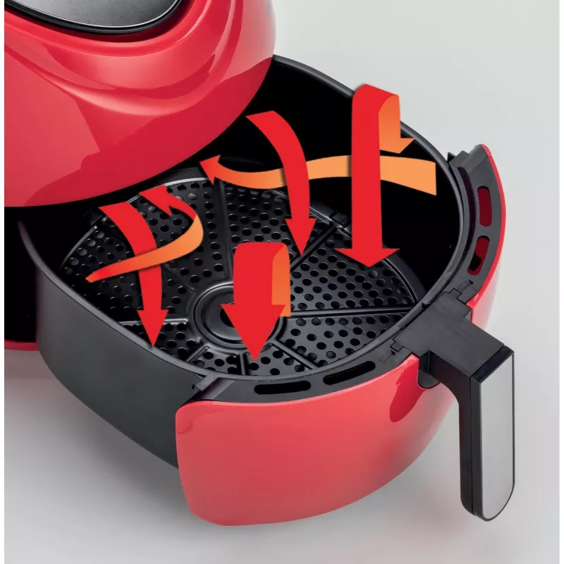 Ariete 4618 Airy Fryer XXL - karšto oro gruzdintuvė - kepkite 2,5 kg prancūziškų bulvyčių - 7 litrai - kepimas be aliejaus ir riebalų - 1800 W - raudona