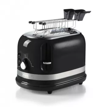 Ariete 149 Modern baltas skrudintuvas su žnyplėmis 2 riekėms duonos, sumuštiniui ar skrebučiui - 6 skrudinimo lygiai - Atitirpinimas - Modern linija - Juodas