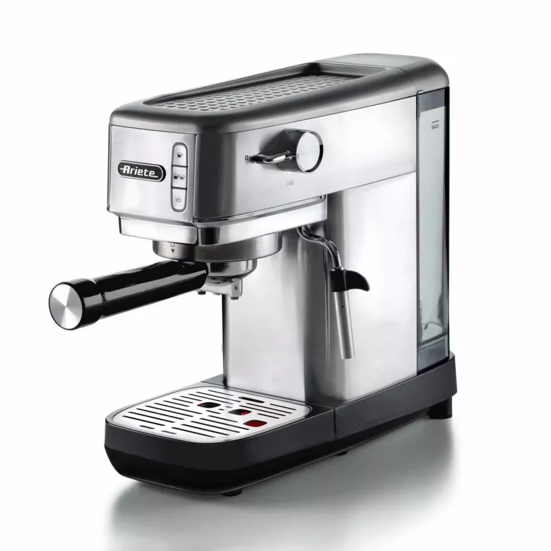 Ariete 1380 Metal kavos aparatas, suderinamas su malta kava ir ESE kapsulėmis, 1300 W, 1,1 l talpa, 15 barų slėgis, ½ puodelio filtras, Cappuccino įrenginys, Sidabrinis