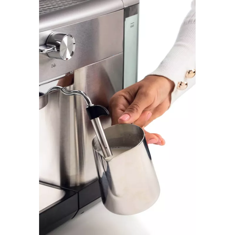 Ariete 1381 kavos virimo aparatas su slėgio matuokliu, suderinamas su malta kava ir ESE kapsulėmis, 1300 W, 1,1 l talpa, 15 barų slėgis, ½ puodelio filtras, Cappuccino įrenginys, sidabrinis