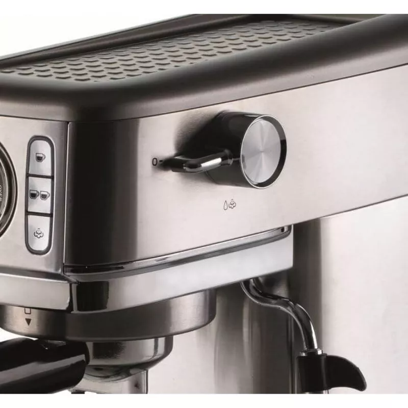 Ariete 1381 kavos virimo aparatas su slėgio matuokliu, suderinamas su malta kava ir ESE kapsulėmis, 1300 W, 1,1 l talpa, 15 barų slėgis, ½ puodelio filtras, Cappuccino įrenginys, sidabrinis