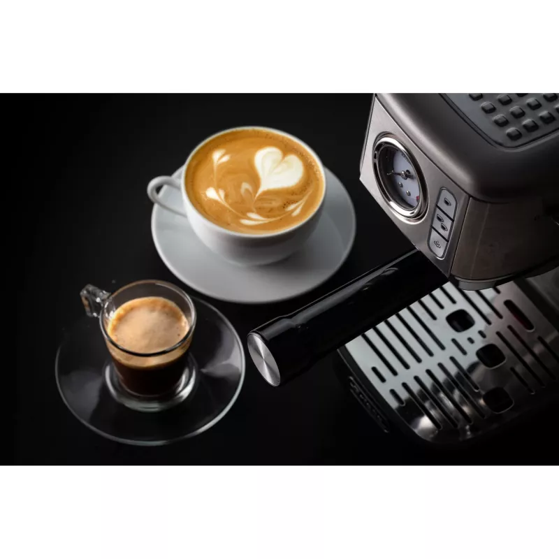 Ariete 1381 kavos virimo aparatas su slėgio matuokliu, suderinamas su malta kava ir ESE kapsulėmis, 1300 W, 1,1 l talpa, 15 barų slėgis, ½ puodelio filtras, Cappuccino įrenginys, sidabrinis