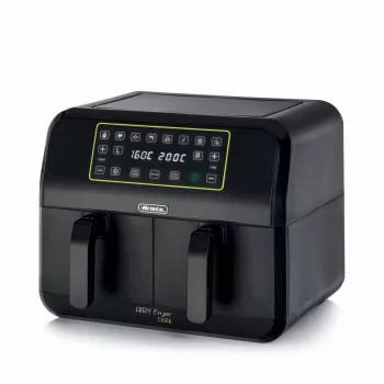 Ariete 4623 Airy Fryer Dual, karšto oro gruzdintuvė su dvigubu krepšiu, 1700 W, 8 l talpa, 3 kepimo funkcijos, skaitmeninis LED jutiklinis skydelis, 8 iš anksto nustatytos programos, laikmatis, 2 krepšiai, juoda