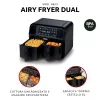 Ariete 4623 Airy Fryer Dual, karšto oro gruzdintuvė su dvigubu krepšiu, 1700 W, 8 l talpa, 3 kepimo funkcijos, skaitmeninis LED jutiklinis skydelis, 8 iš anksto nustatytos programos, laikmatis, 2 krepšiai, juoda