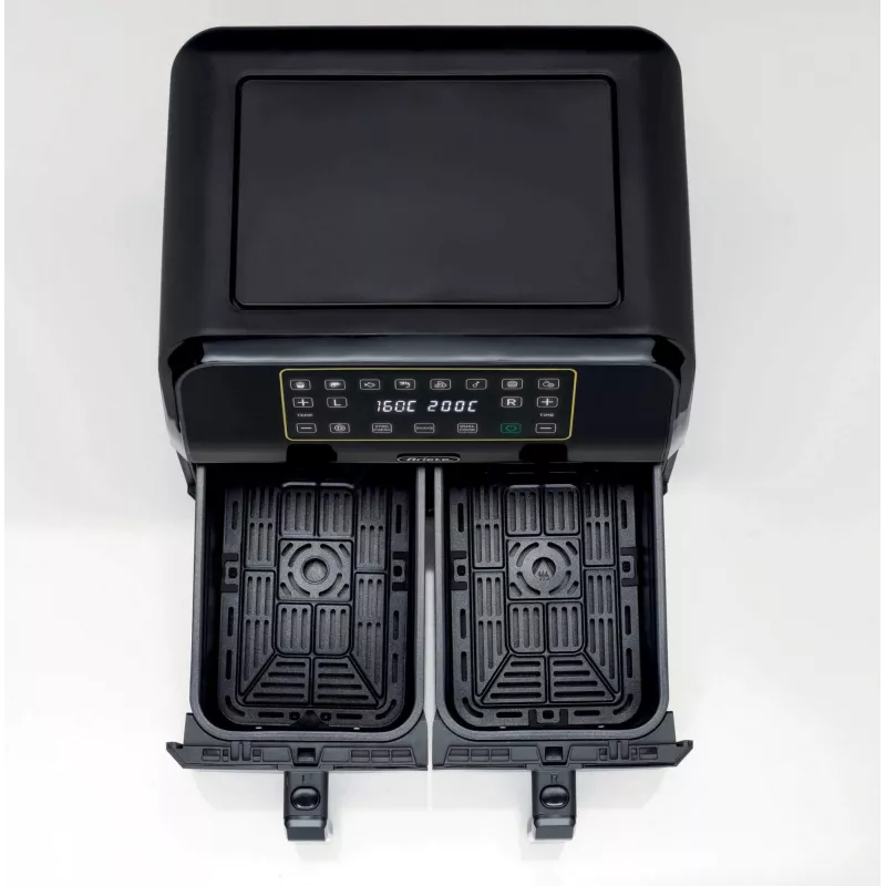 Ariete 4623 Airy Fryer Dual, karšto oro gruzdintuvė su dvigubu krepšiu, 1700 W, 8 l talpa, 3 kepimo funkcijos, skaitmeninis LED jutiklinis skydelis, 8 iš anksto nustatytos programos, laikmatis, 2 krepšiai, juoda