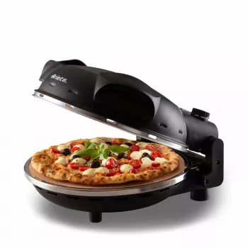 Ariete 917 picos krosnelė - Pica per 4 minutes - Ugniai atspari akmens plokštė su nelimpančia danga - Maksimali temperatūra 400 ° - 1200 W - Laikmatis 30 min. - Juoda