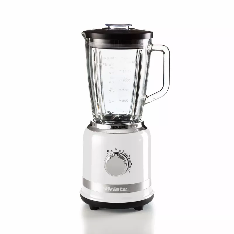 Ariete Moderna baltas trintuvas su stikliniu indu, Stalinis trintuvas, 1,5 l, Impulsinė funkcija, Ledo smulkinimas, 1000 W, Baltas