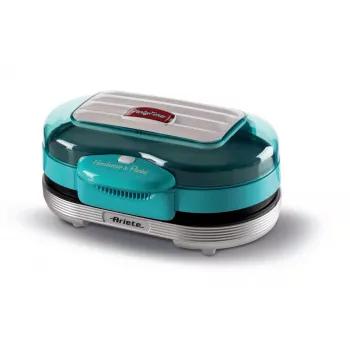Ariete 205 Hamburger Maker Party Time, mėsainių gaminimo mašina, 1200 W, Dvigubos nepridegančios plokštės, 2 skyriai, Lengvai valoma, mėlyna