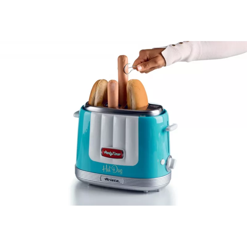 Ariete 206 Hot dog Maker Party Time, 650 W, mėlynas, dešrainių skrudintuvas, šviesiai mėlynas, 2 vnt., 650 W, 160 mm, 270 mm