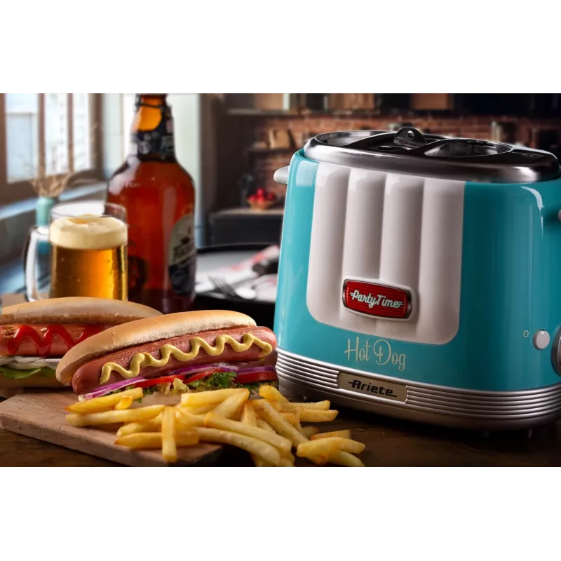 Ariete 206 Hot dog Maker Party Time, 650 W, mėlynas, dešrainių skrudintuvas, šviesiai mėlynas, 2 vnt., 650 W, 160 mm, 270 mm