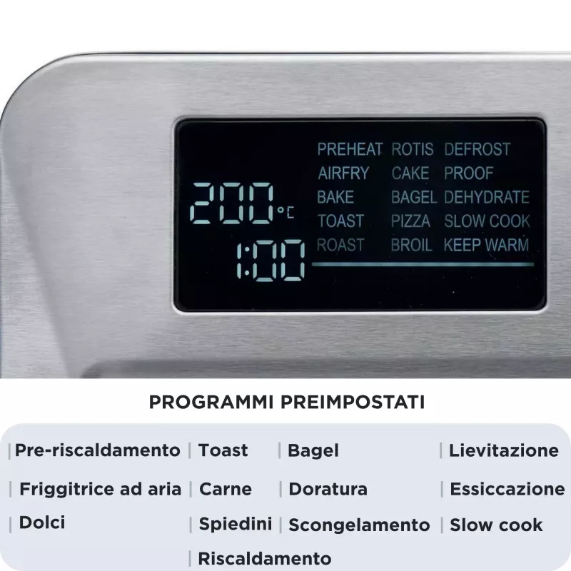 Ariete 4629 Airy Fryer 25L, oro gruzdintuvė ir orkaitė, 1700 W, 25 l talpa, 15 kepimo funkcijų, daugiafunkcė, temperatūra iki 230°, sidabrinė