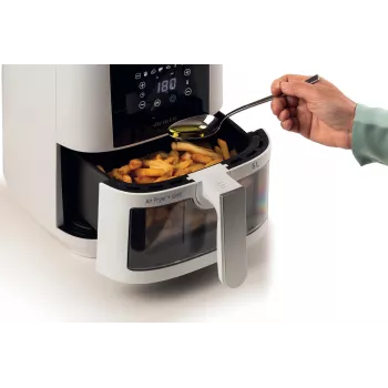 Ariete 4626 Airy Fryer 6L, karšto oro gruzdintuvė, 1300 W, 6 l talpa, 2,5 kg kepimo talpa, 8 iš anksto nustatytos programos, temperatūra iki 200°, permatomas krepšys kepimo kontrolei, juoda