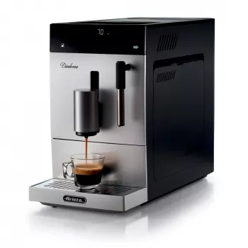 Ariete 1452 Diadema, automatinis kavos aparatas, 1350 W, 19 bar slėgis, skirtas kavai, Americano ir karštam vandeniui, Cappuccino prietaisas, LED ekranas, reguliuojamas dozatorius, sidabrinis
