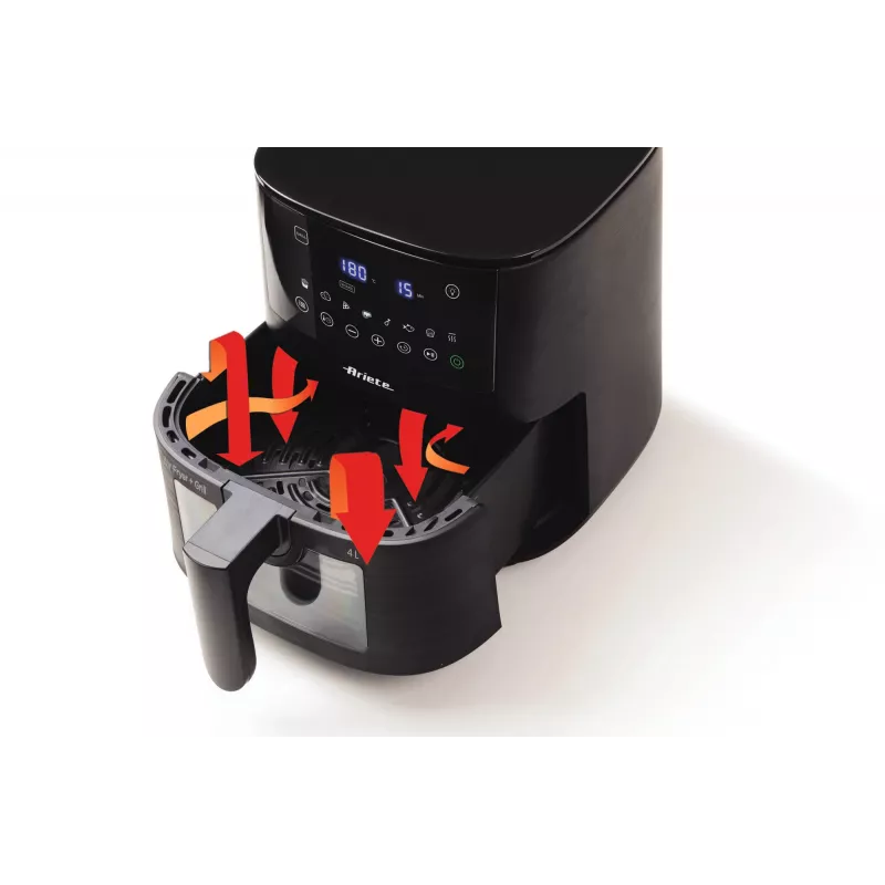 Ariete 4633, Karšto oro gruzdintuvė 4L, 1400W, Talpa 4L, 9 programos, Shake and Grill funkcija, Temperatūra iki 200°C, Juoda