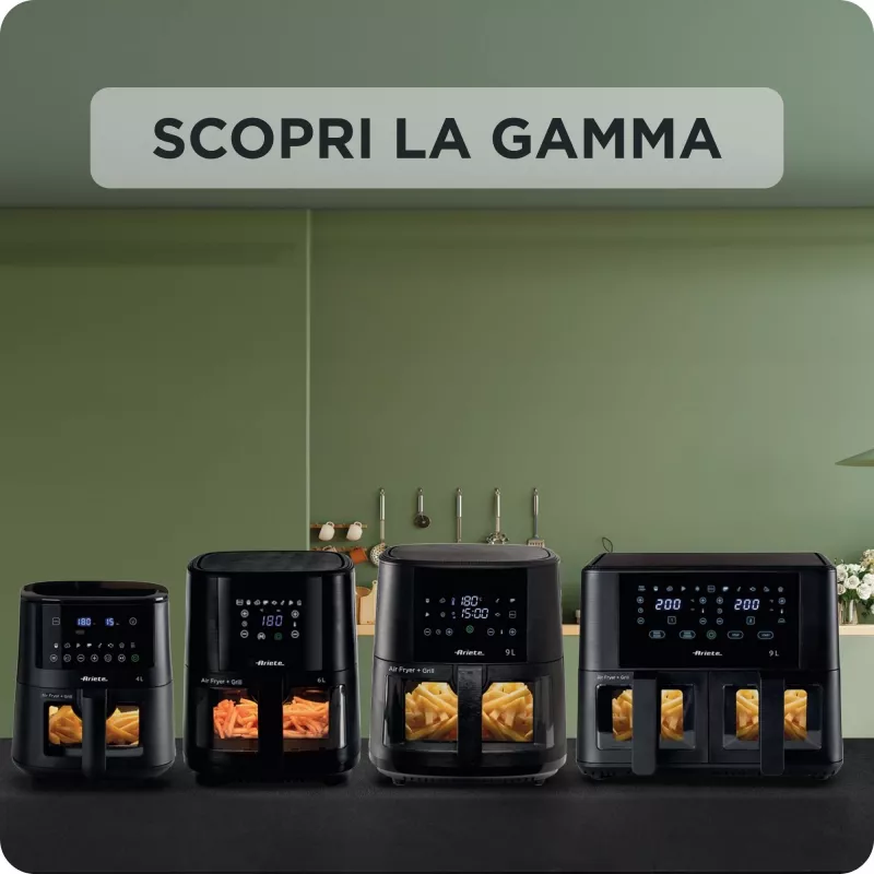 Ariete 4633, Karšto oro gruzdintuvė 4L, 1400W, Talpa 4L, 9 programos, Shake and Grill funkcija, Temperatūra iki 200°C, Juoda