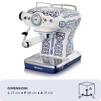 Ariete 1389 Capri kavos aparatas, 850W, talpa 0,9 l, filtras 1 ar 2 puodeliams, lašėjimo padėklas, pieno putotuvas