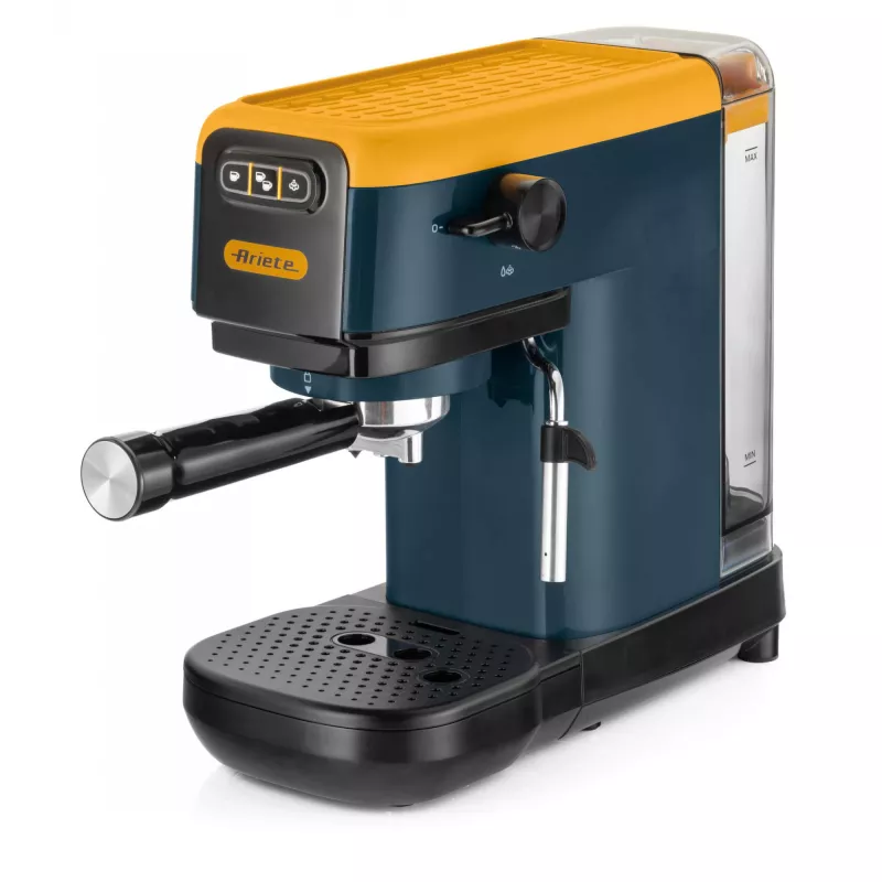 Ariete 1399 espreso kavos aparatas, skirtas maltai kavai ir ESE kapsulėms, 1300 W, 1,1 l talpa, 15 bar slėgis, 1, 2 puodelių ir ESE kapsulių filtras, kapučino, geltonas