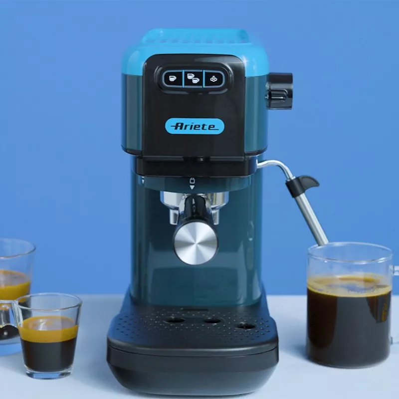 Ariete 1399 espreso kavos aparatas, maltai kavai ir E.S.E. kavos kapsulėms, 1300 W, 1,1 l talpa, 15 barų slėgis, 1, 2 puodelių ir E.S.E. kapsulių filtras, kapučino, mėlynas
