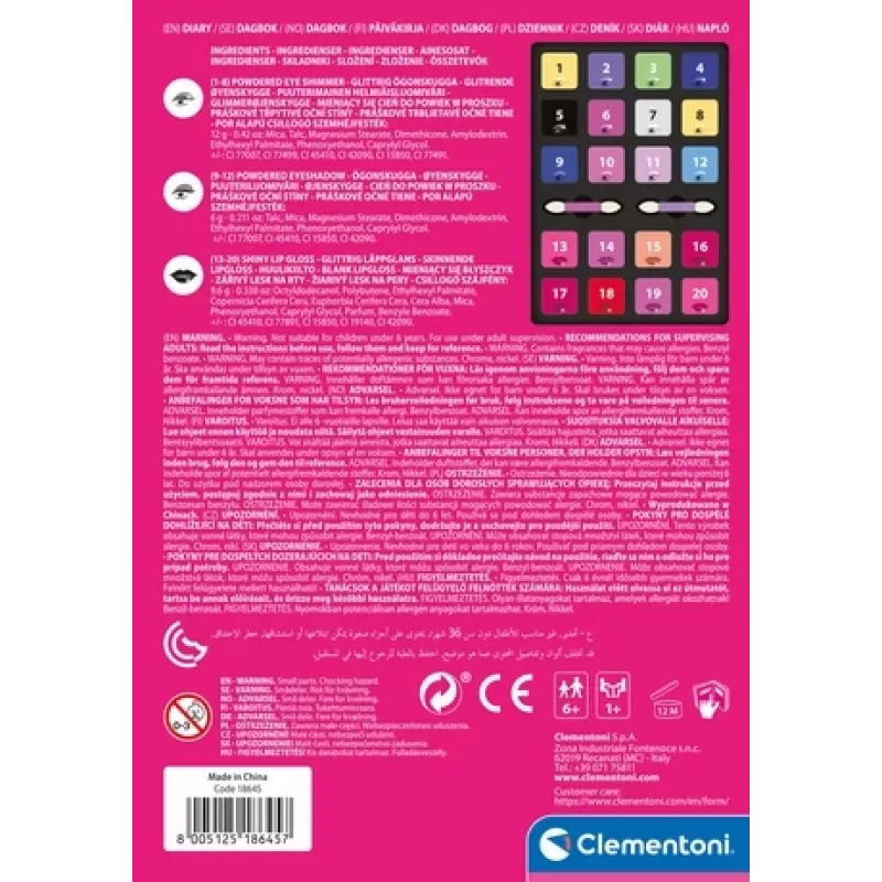 Clementoni Make-up Diary, Moterims, 1 vnt., 150 mm, 30 mm, 210 mm