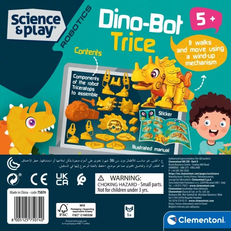 Clementoni Dino Bot Triceratops Junior, robotinis dinozauras, 5 m.