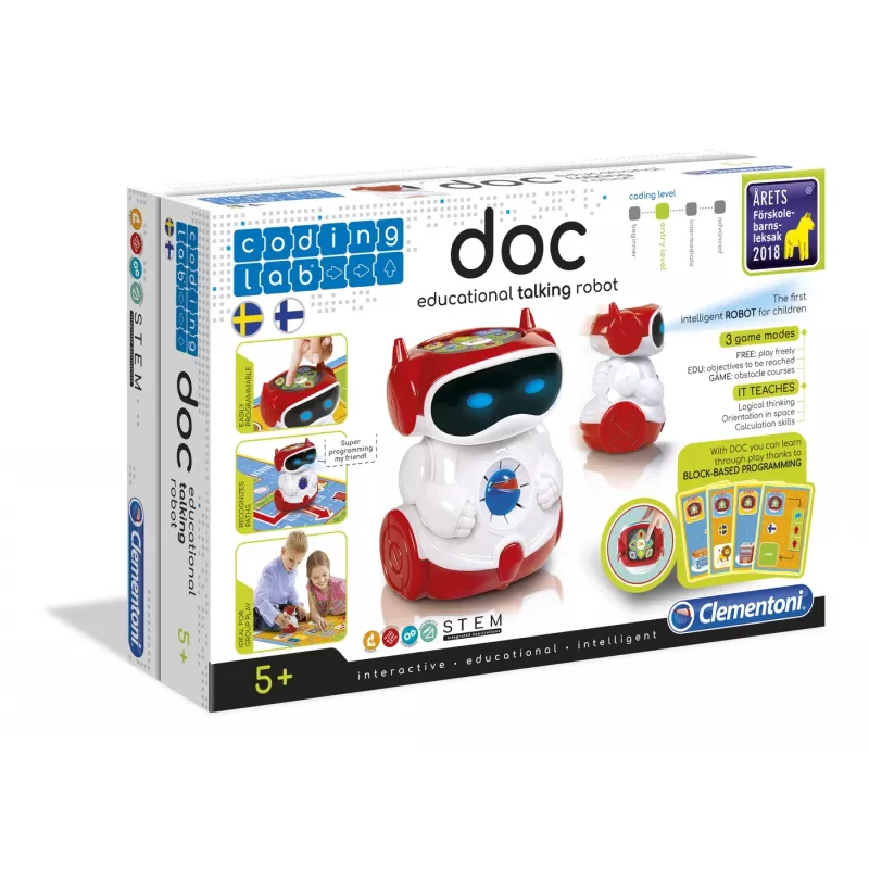 Clementoni DOC - Edukacinis kalbantis robotas, programuojamas robotas, 5 m., raudona, balta