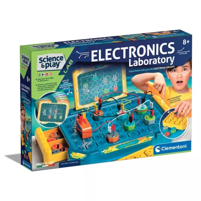 Clementoni Science & Play Elektronikos laboratorija, Eksperimentų rinkinys, Elektra, 8 m., Įvairių spalvų
