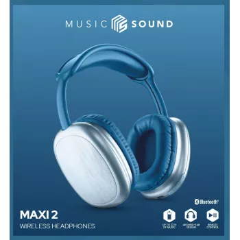 Music Sound Maxi2 Bluetooth 5.0 MAXI2 aplink ausis dedamos ausinės: aplink ausis dedamos ausinės su moderniu dizainu ir optimaliu komfortu, užtikrinančios galingą, subalansuotą garsą