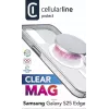 Cellularline Clear Mag - Galaxy S25 Edge itin atsparus permatomas dėklas su guminiu kraštu, suderinamas su Qi2 ekosistema ir magnetiniais priedais, apdorotas, kad negelstų.