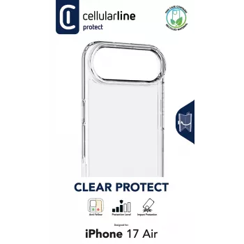 Cellularline Clear Protect - iPhone Air kietas dėklas su guminiais kraštais