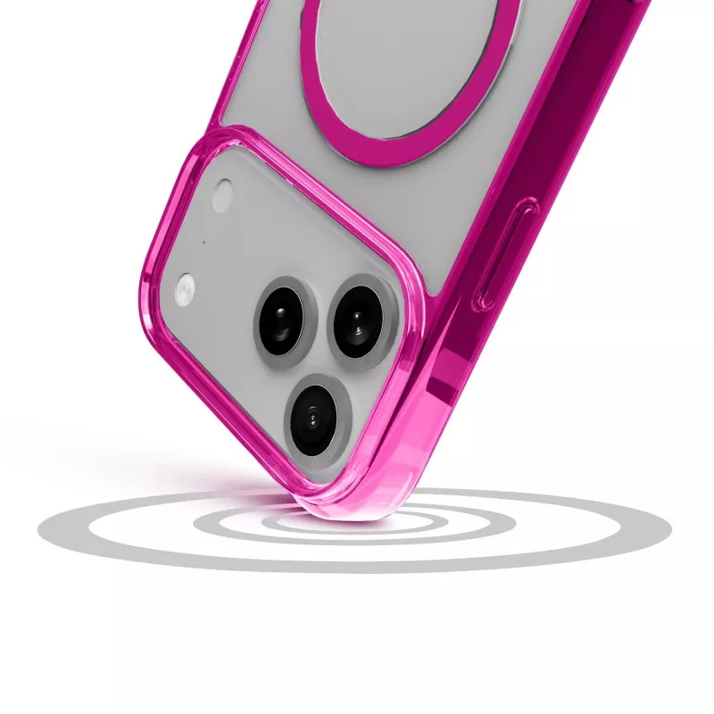 Cellularline Iconic Mag - iPhone 17 Pro permatomas dėklas su spalvotais kraštais, suderinamas su MagSafe ekosistema