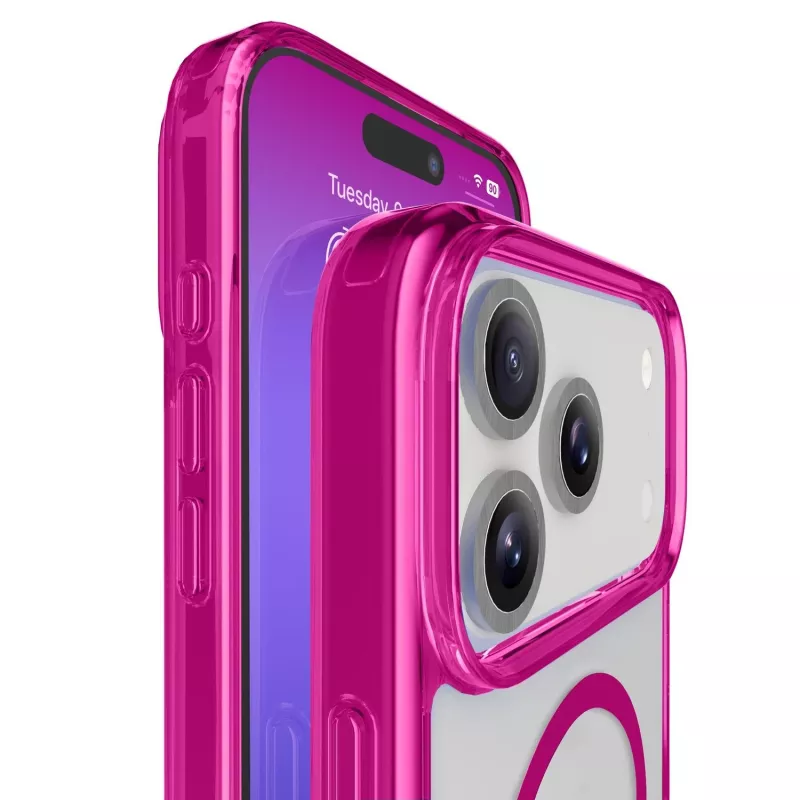 Cellularline Iconic Mag - iPhone 17 Pro permatomas dėklas su spalvotais kraštais, suderinamas su MagSafe ekosistema