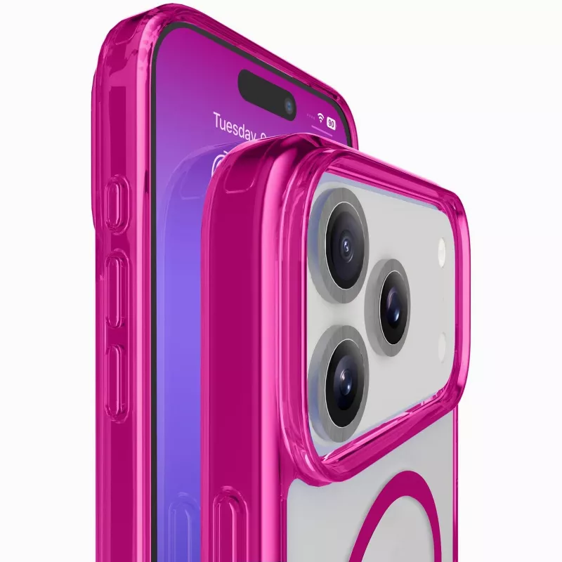 Cellularline Iconic Mag - iPhone 17 Pro permatomas dėklas su spalvotais kraštais, suderinamas su MagSafe ekosistema