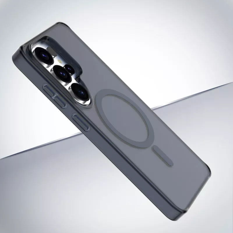 Cellularline FROSTY MAG - Galaxy S26 Ultra pusiau permatomas dėklas su matiniu paviršiumi ir spalvotais kraštais, suderinamas su Qi2 ekosistema ir magnetiniais priedais, skirtais Samsung.