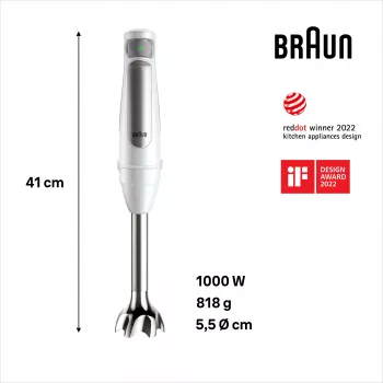 Braun MultiQuick 7 MQ7035IWH 0,6 L panardinamasis trintuvas 1000 W nerūdijantis plienas, balta