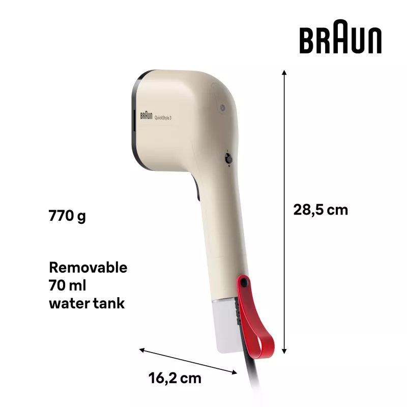 Braun GS 3012 Rankinis drabužių garintuvas 0,07 L 1100 W Smėlio spalvos