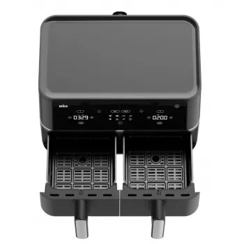 Braun TD 5030I BK Double 10 L atskirai stovinti 2400 W karšto oro gruzdintuvė Juoda, Sidabrinė