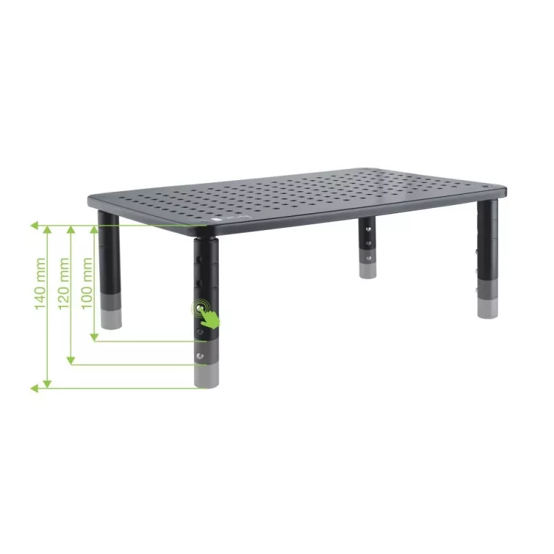 Techly monitoriaus / nešiojamojo kompiuterio stalo stovas, juodas, atskirai pastatomas, 20 kg, aukščio reguliavimas, juoda