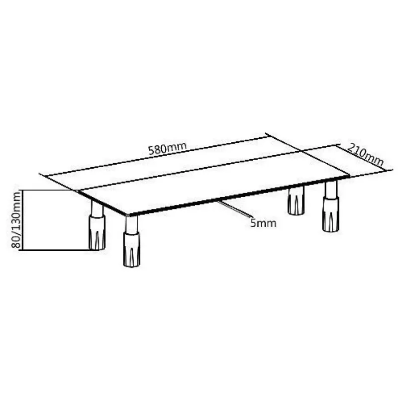Techly stiklinis stovas monitoriui / nešiojamam kompiuteriui, laisvai pastatomas, 20 kg, 33 cm (13 colių), 81,3 cm (32 colių), aukščio reguliavimas, permatomas