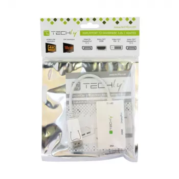 Techly IADAP DP-COMBOF3 vaizdo kabelio adapteris DisplayPort DisplayPort + DVI + HDMI baltas