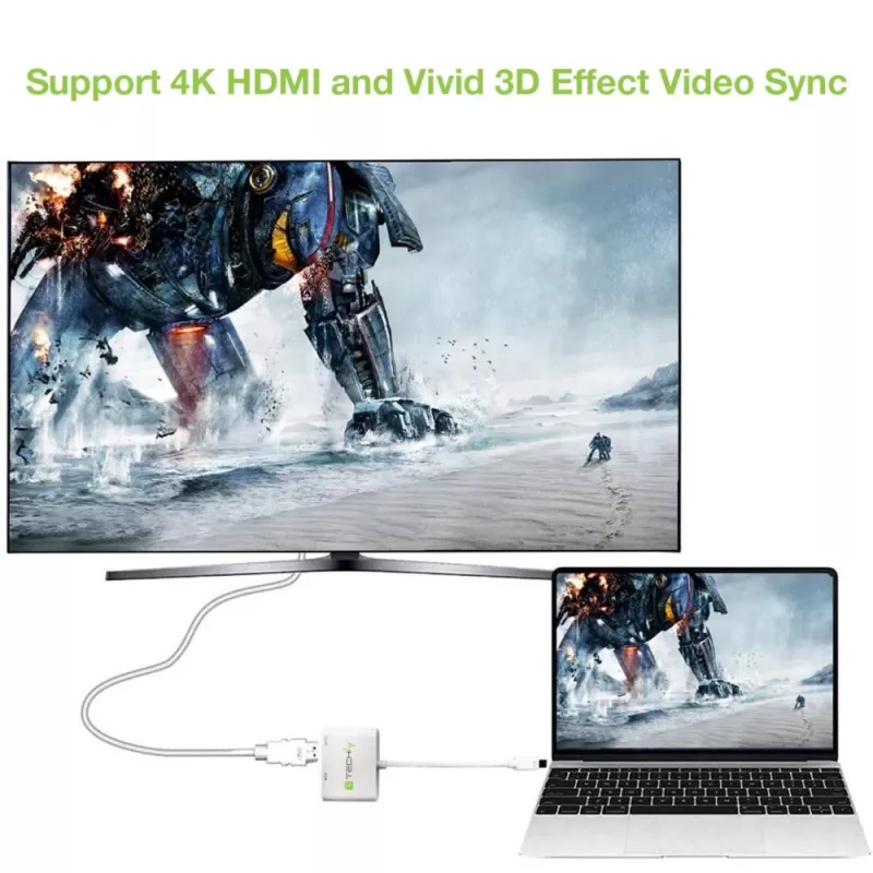 Techly Mini DisplayPort į HDMI/VGA adapteris, 0,15 m, Mini DisplayPort, HDMI + VGA (D-Sub), Kištukas, Lizdas, 1920 x 1200 pikselių