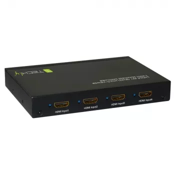 Techly HDMI 4x1 kelių langų peržiūros įrenginys su vientisu perjungikliu, HDMI, Metalas, Juoda, 60 Hz, 1080p, 2,25 Gbit/s