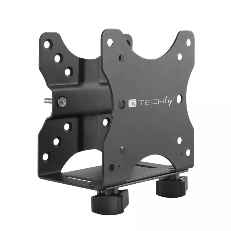 Techly Under Desk Adjustable CPU Support, 5 kg, 75 x 75 mm, 100 x 100 mm, Juoda