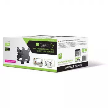 Techly Under Desk Adjustable CPU Support, 5 kg, 75 x 75 mm, 100 x 100 mm, Juoda