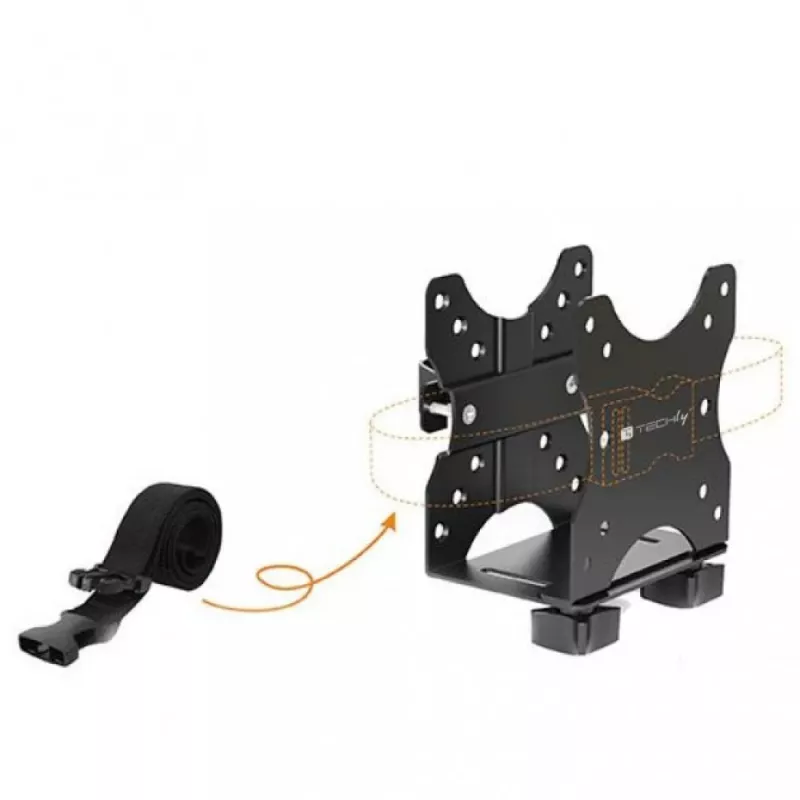 Techly Under Desk Adjustable CPU Support, 5 kg, 75 x 75 mm, 100 x 100 mm, Juoda