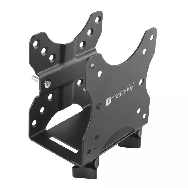 Techly Under Desk Adjustable CPU Support, 5 kg, 75 x 75 mm, 100 x 100 mm, Juoda