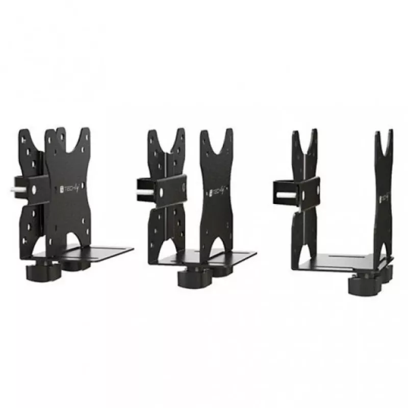 Techly Under Desk Adjustable CPU Support, 5 kg, 75 x 75 mm, 100 x 100 mm, Juoda