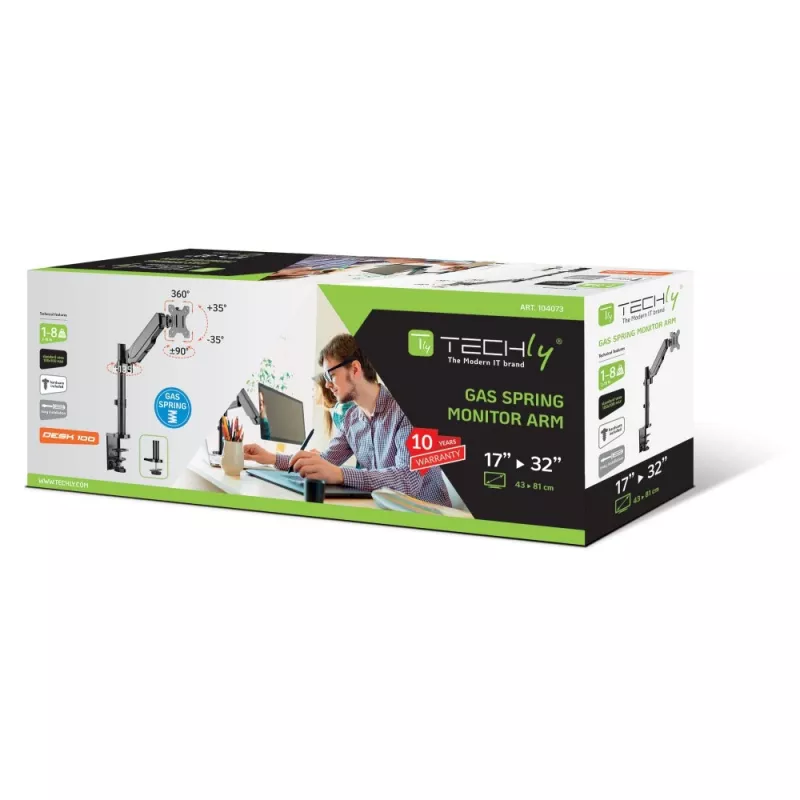 Techly ICA-LCD 515B monitoriaus laikiklis / stovas 81,3 cm (32 colių) Stalinis Juodas