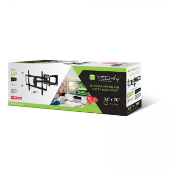 Techly plonas sieninis laikiklis 32-70 col. LCD LED televizoriui, juodas, 81,3 cm (32 col.), 177,8 cm (70 col.), 45 kg, 600 x 400 mm, -10 - 5°, juodas