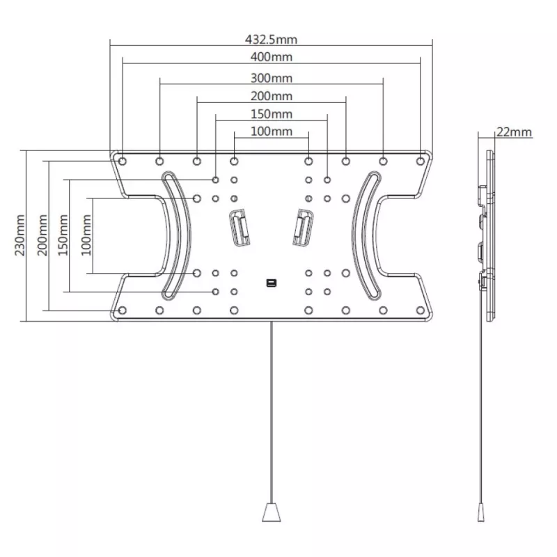 Techly plonas sieninis laikiklis OLED televizoriui 32-65 col. juodas, 81,3 cm (32 col.), 165,1 cm (65 col.), 30 kg, 100 x 100 mm, 400 x 200 mm, juoda